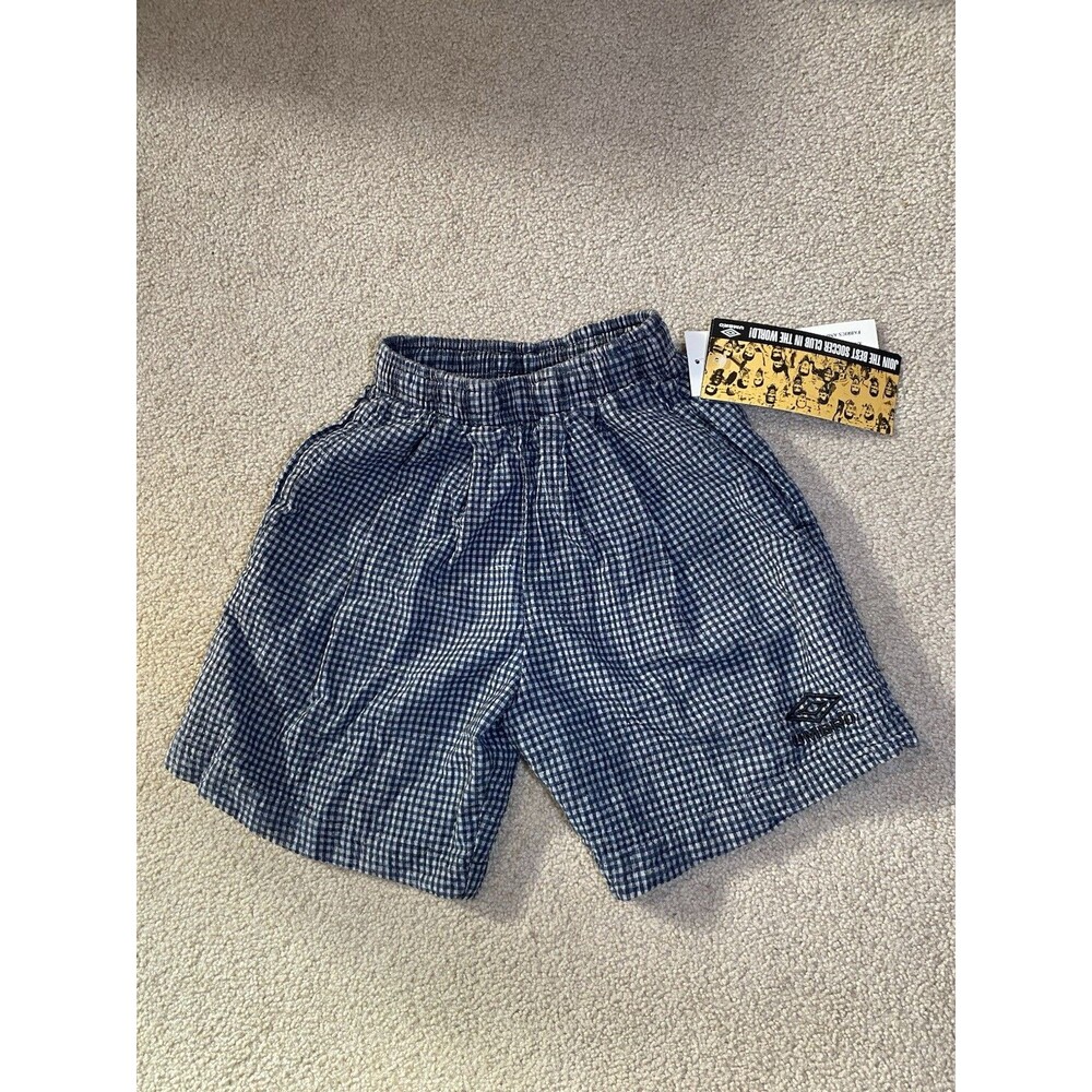 Vintage Umbro Montana Y Gingham Madras Shorts Youth Small NWT 90s